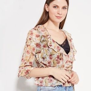 Topshop floral wrap blouse